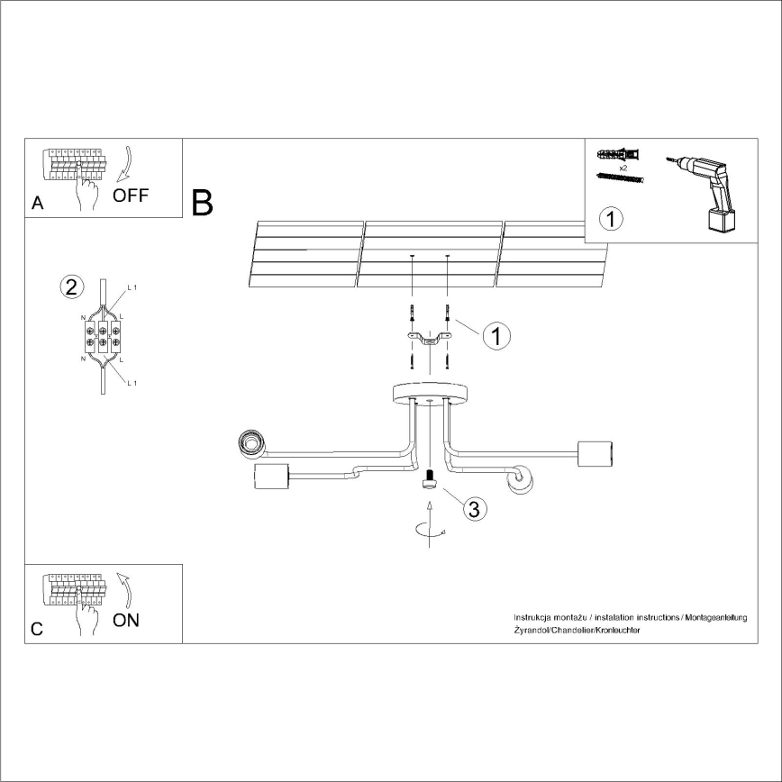 Bevestigde hanglamp TIMBO 4xE27/15W/230V zwart/beige/beuken