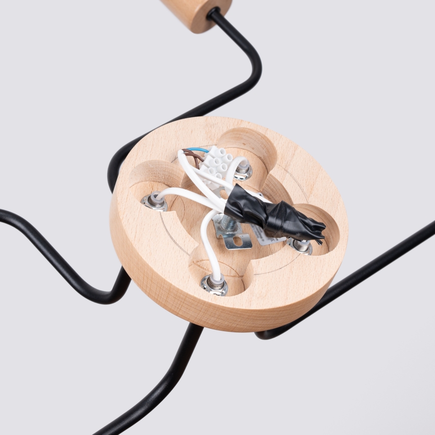 Plafonnier TIMBO 4xE27/15W/230V noir/beige/hêtre