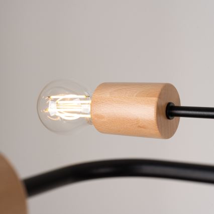 Plafonnier TIMBO 6xE27/15W/230V noir/beige/hêtre