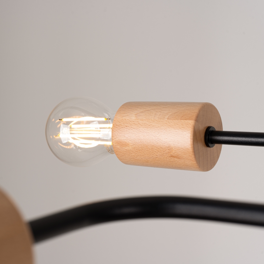 Plafonnier TIMBO 6xE27/15W/230V noir/beige/hêtre