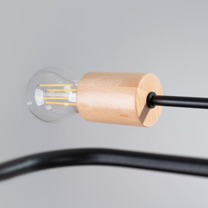 Plafonnier TIMBO 6xE27/15W/230V noir/beige/hêtre