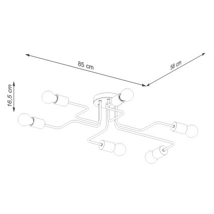 Plafonnier TIMBO 6xE27/15W/230V noir/beige/hêtre
