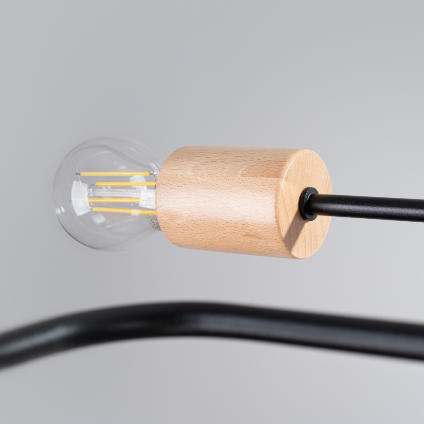 Bevestigde hanglamp TIMBO 8xE27/15W/230V zwart/beige/beuken