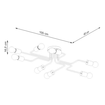 Bevestigde hanglamp TIMBO 8xE27/15W/230V zwart/beige/beuken