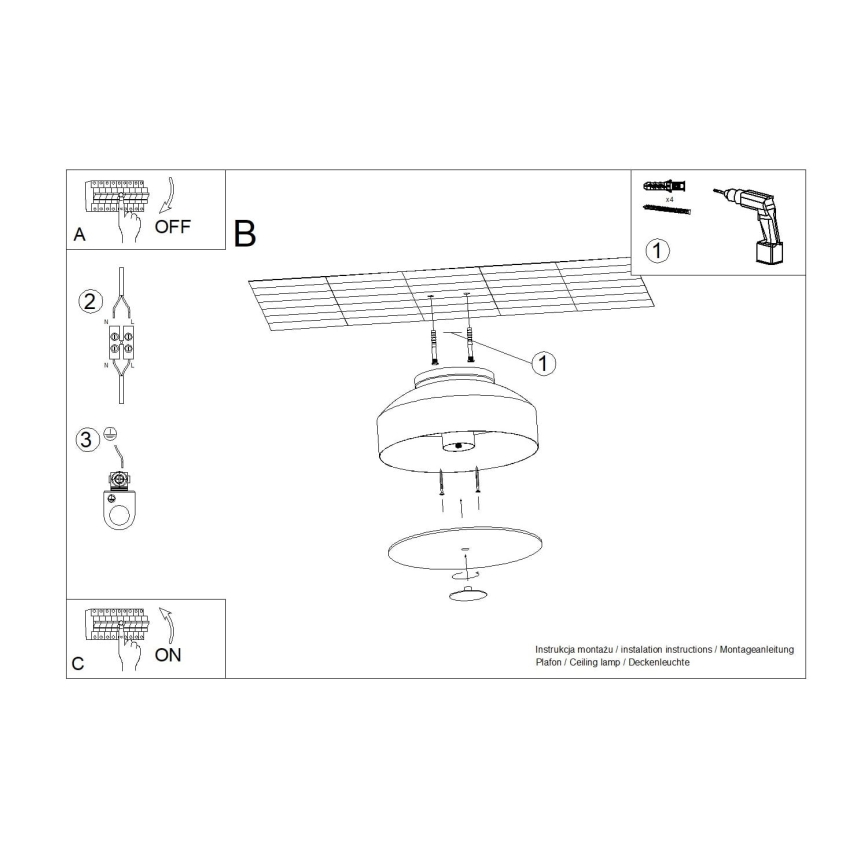 Plafondlamp OMIQ 4xE27/15W/230V Ø 30 cm rood