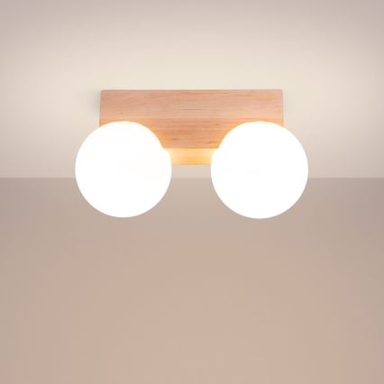 Plafondlamp BULBO 2xG9/8W/230V beuken/wit