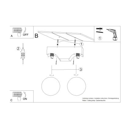 Plafondlamp BULBO 2xG9/8W/230V beuken/wit