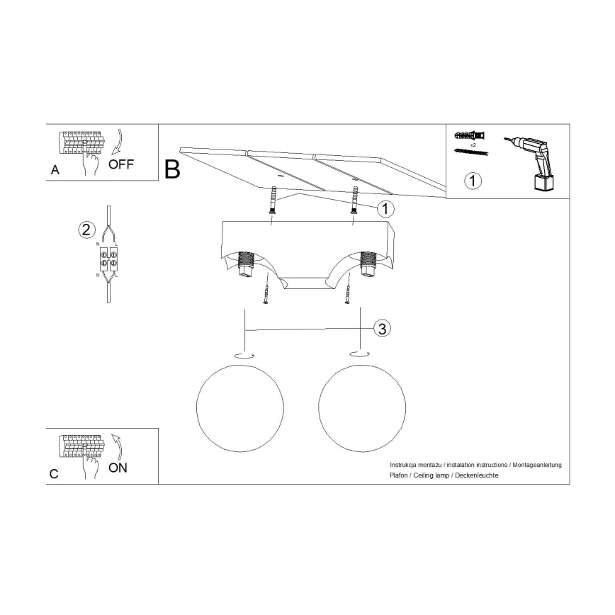 Plafondlamp BULBO 2xG9/8W/230V beuken/wit