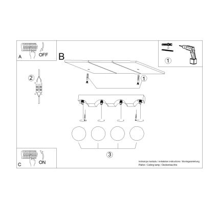 Plafonnier BULBO 4xG9/8W/230V hêtre/blanc