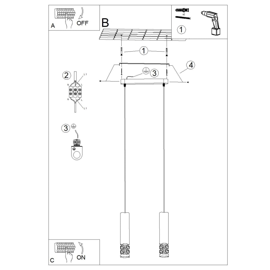 Hanglamp aan een koord LIRO 2xGU10/10W/230V wit