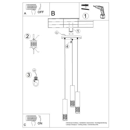 Hanglamp aan een koord LIRO 3xGU10/10W/230V wit