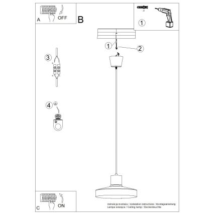 Hanglamp aan een koord BILO 1xE27/15W/230V diameter 35 cm wit