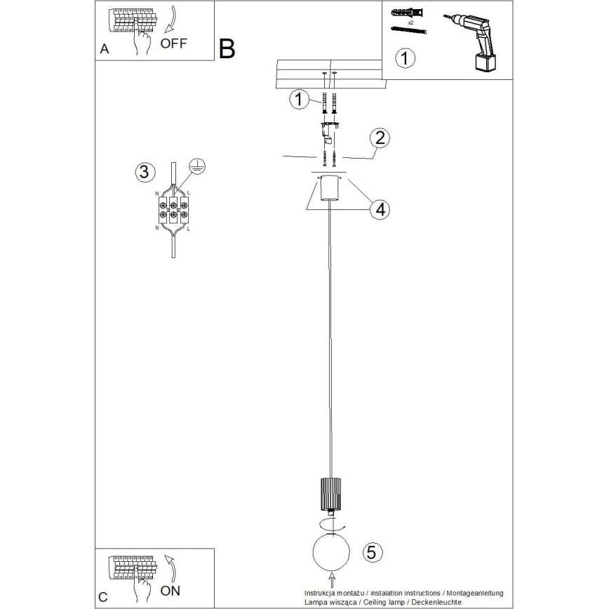 Hanglamp aan een koord HALO 1xG9/8W/230V diameter 12 cm wit