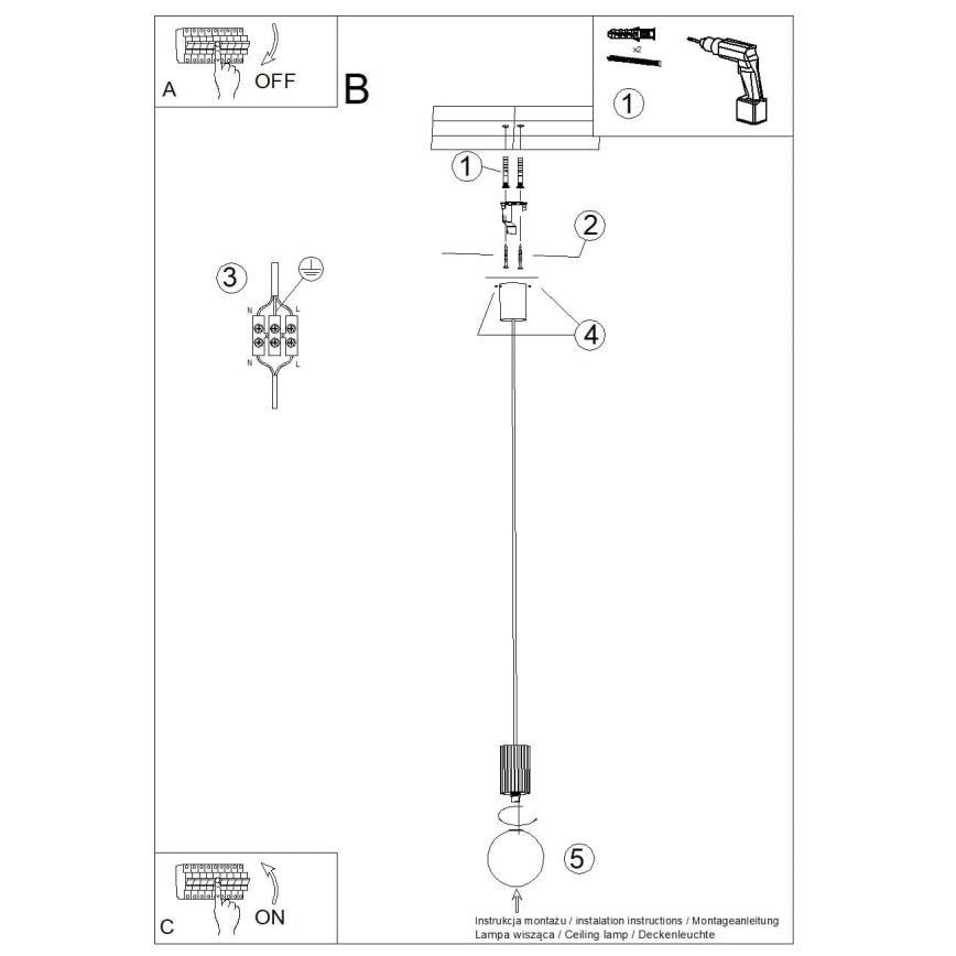 Hanglamp aan een koord HALO 1xG9/8W/230V diameter 12 cm crème