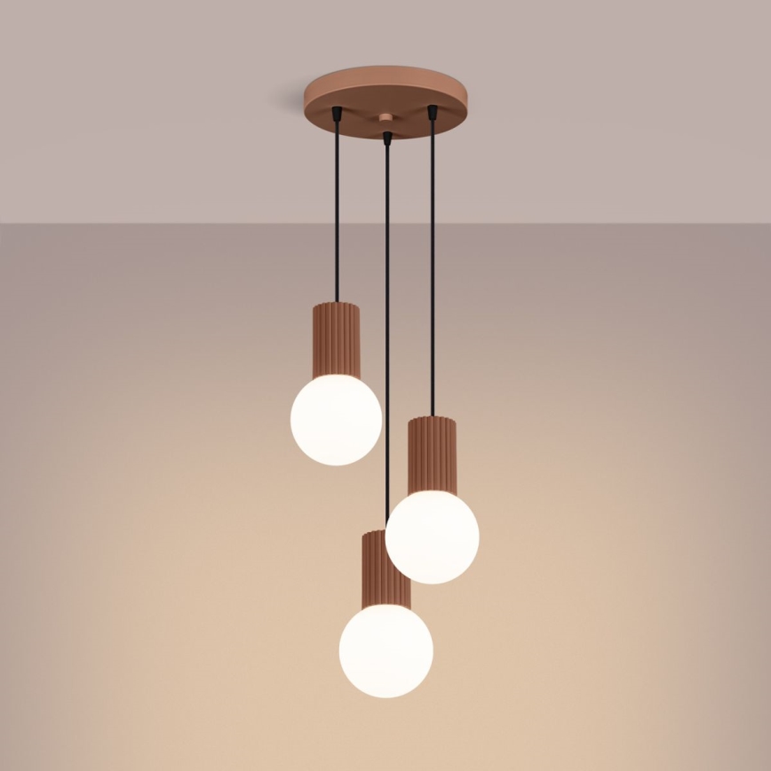 Hanglamp aan een koord HALO 3xG9/8W/230V diameter 25 cm bruin