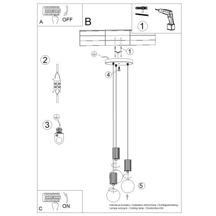 Hanglamp aan een koord HALO 3xG9/8W/230V diameter 25 cm bruin