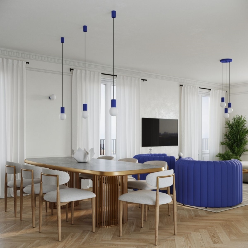 Hanglamp aan een koord HALO 1xG9/8W/230V diameter 12 cm blauw