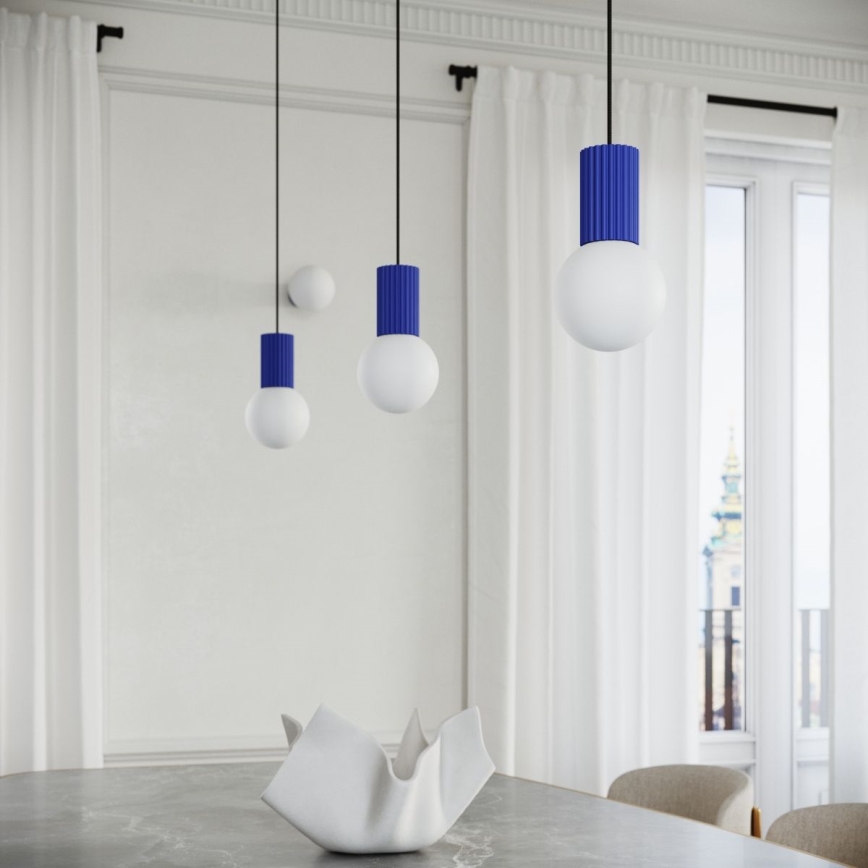 Hanglamp aan een koord HALO 1xG9/8W/230V diameter 12 cm blauw
