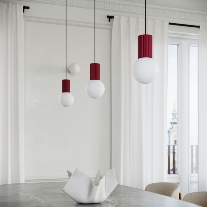 Hanglamp aan een koord HALO 1xG9/8W/230V diameter 12 cm rood