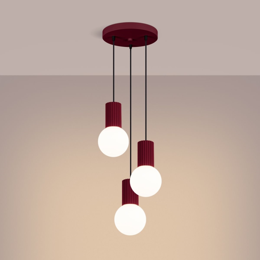 Hanglamp aan een koord HALO 3xG9/8W/230V diameter 25 cm rood