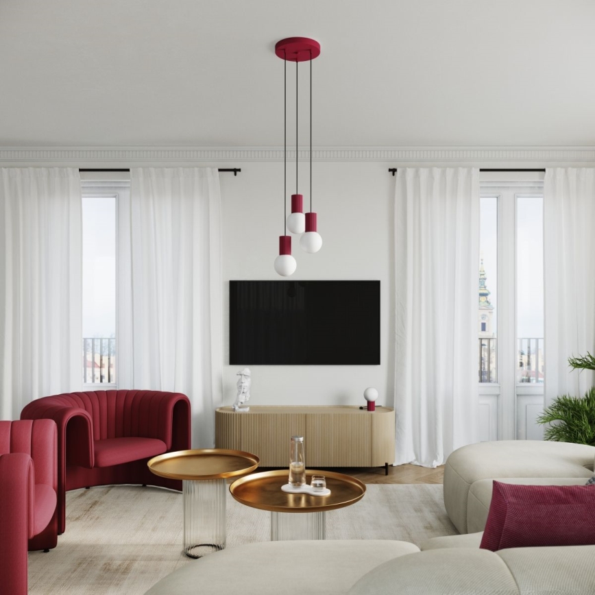Hanglamp aan een koord HALO 3xG9/8W/230V diameter 25 cm rood