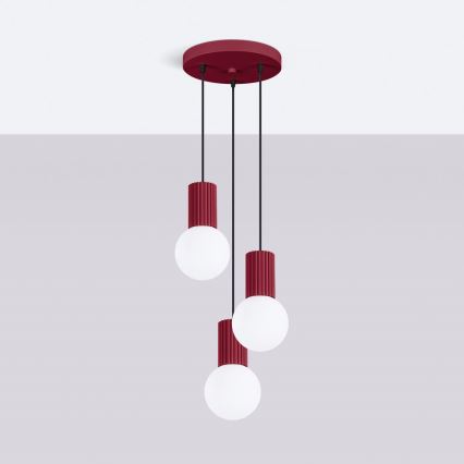 Hanglamp aan een koord HALO 3xG9/8W/230V diameter 25 cm rood