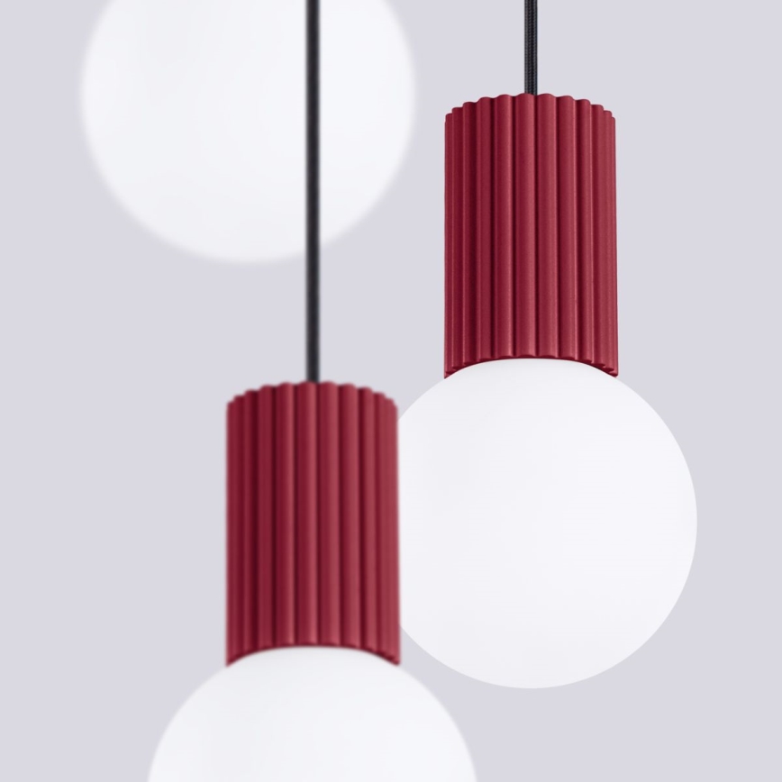 Hanglamp aan een koord HALO 3xG9/8W/230V diameter 25 cm rood