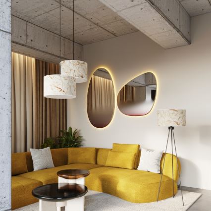 Hanglamp met kabel NEVIA 1xE27/15W/230V Ø 40 cm beige/marmerdecor