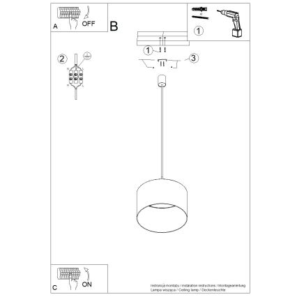 Hanglamp met kabel NEVIA 1xE27/15W/230V Ø 40 cm beige/marmerdecor