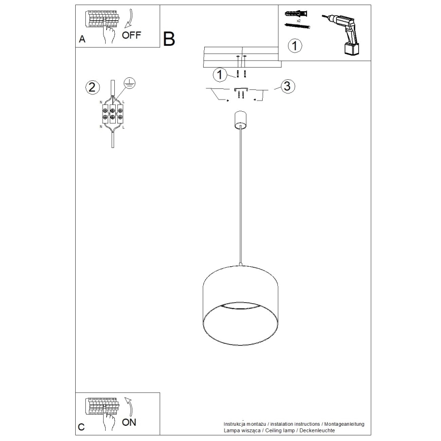 Hanglamp met kabel NEVIA 1xE27/15W/230V Ø 40 cm beige/marmerdecor