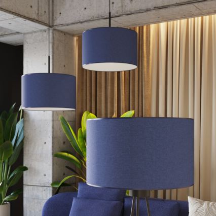 Suspension sur câble NEVIA 1xE27/15W/230V diam. 40 cm bleu