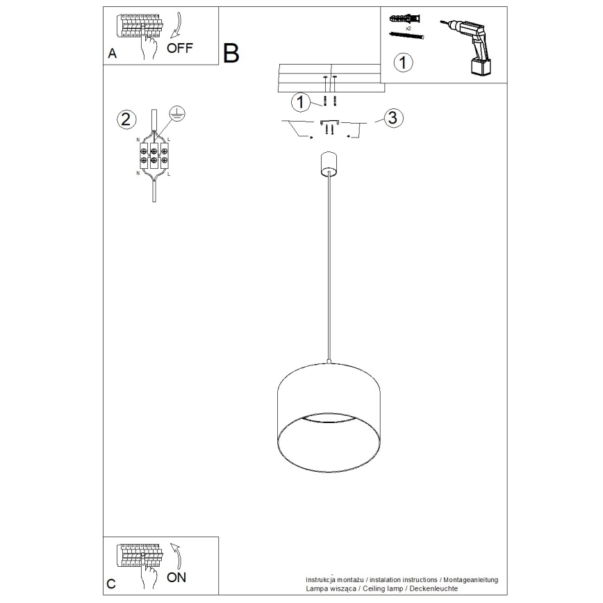 Suspension sur câble NEVIA 1xE27/15W/230V diam. 40 cm bleu
