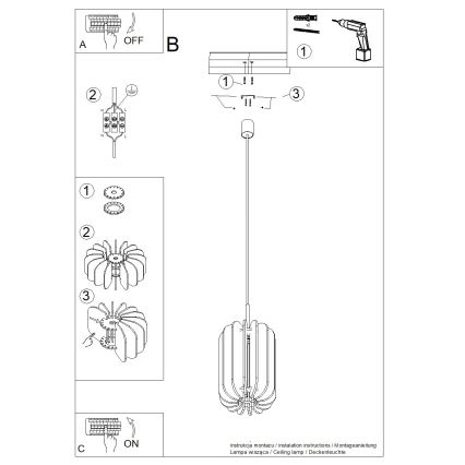 Suspension sur câble MULA 1xE27/15W/230V Ø 27 cm crème