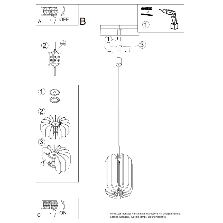 Suspension sur câble MULA 1xE27/15W/230V Ø 27 cm crème