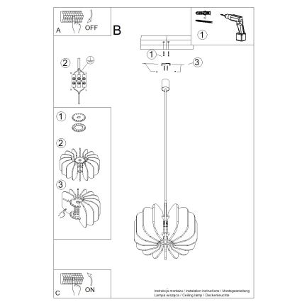 Hanglamp met snoer MULA 1xE27/15W/230V Ø 45 cm geel