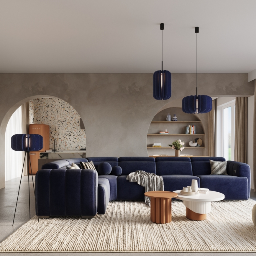Suspension sur câble MULA 1xE27/15W/230V Ø 45 cm bleu