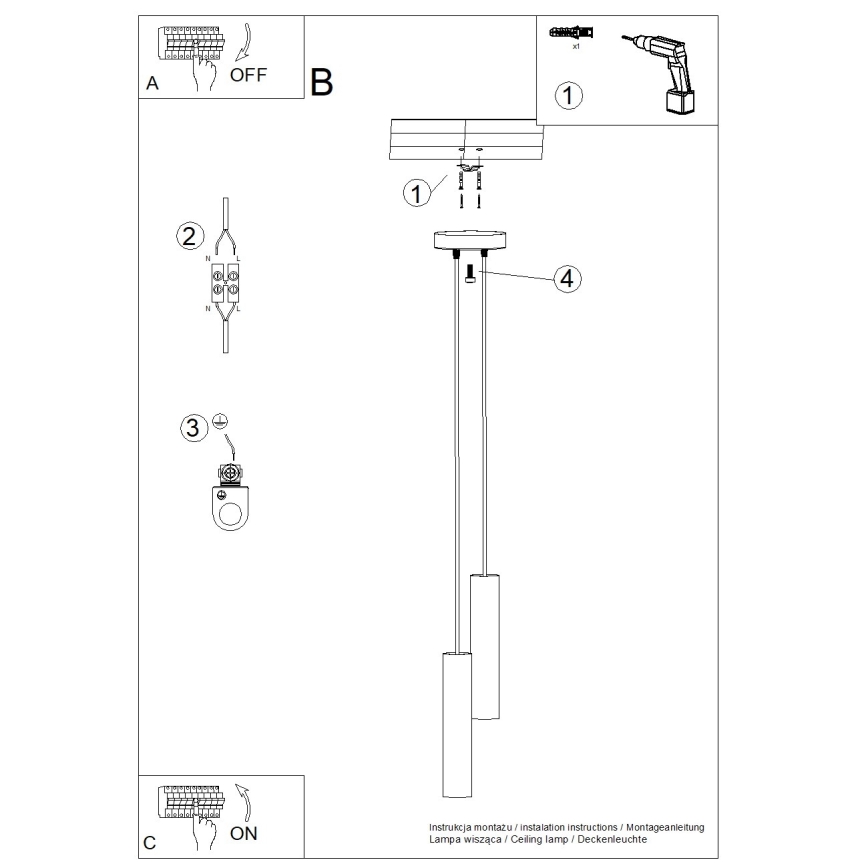 Hanglamp aan kabel LAGOS 2xGU10/10W/230V wit