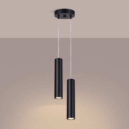 Suspension sur câble LAGOS 2xGU10/10W/230V noire