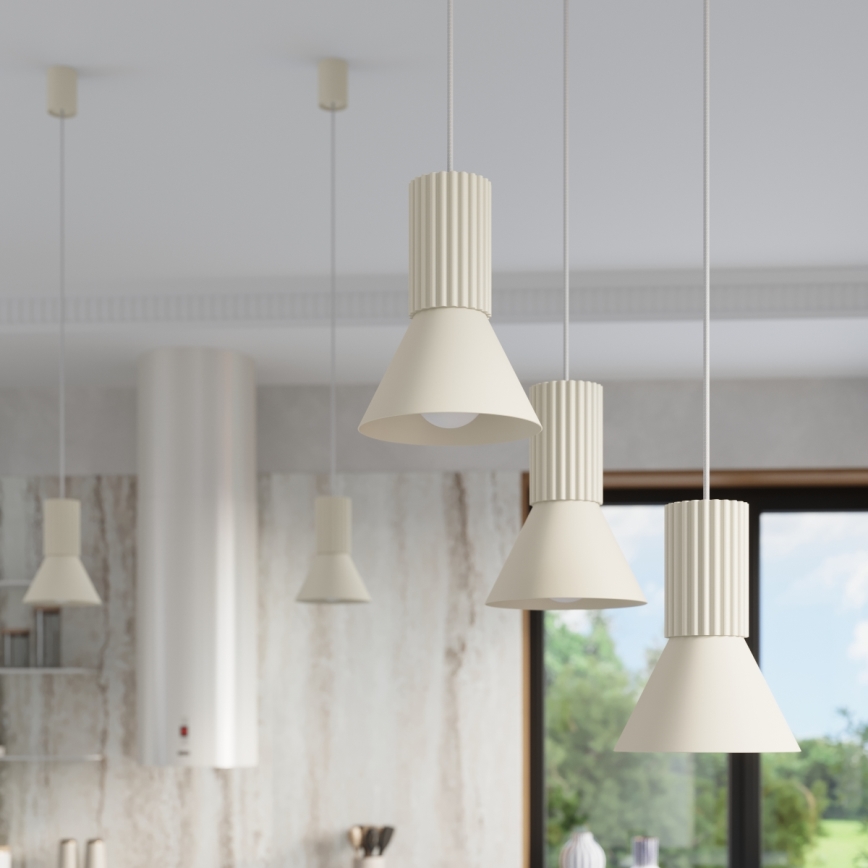 Suspension sur câble ESTRIA 3xE14/10W/230V Ø 30 cm crème