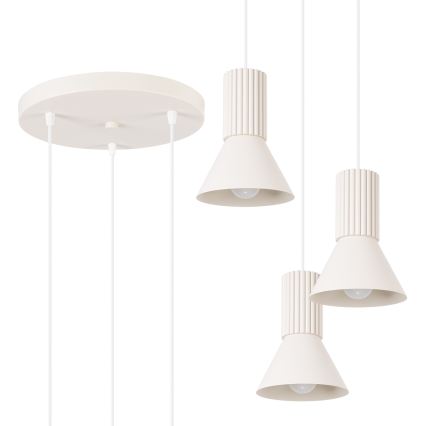 Suspension sur câble ESTRIA 3xE14/10W/230V Ø 30 cm crème