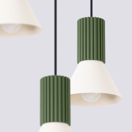 Suspension sur câble ESTRIA 3x E14/10W/230V Ø 30 cm verte