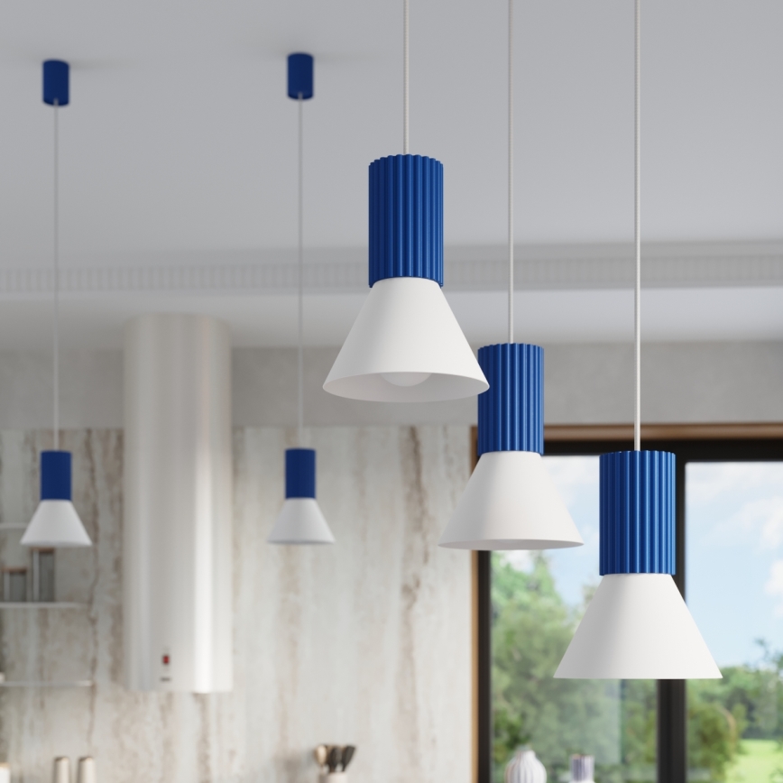 Hanglamp aan snoer ESTRIA 3xE14/10W/230V Ø 30 cm blauw