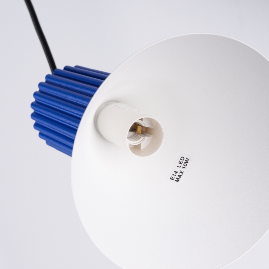 Suspension sur câble ESTRIA 3xE14/10W/230V Ø 30 cm bleu