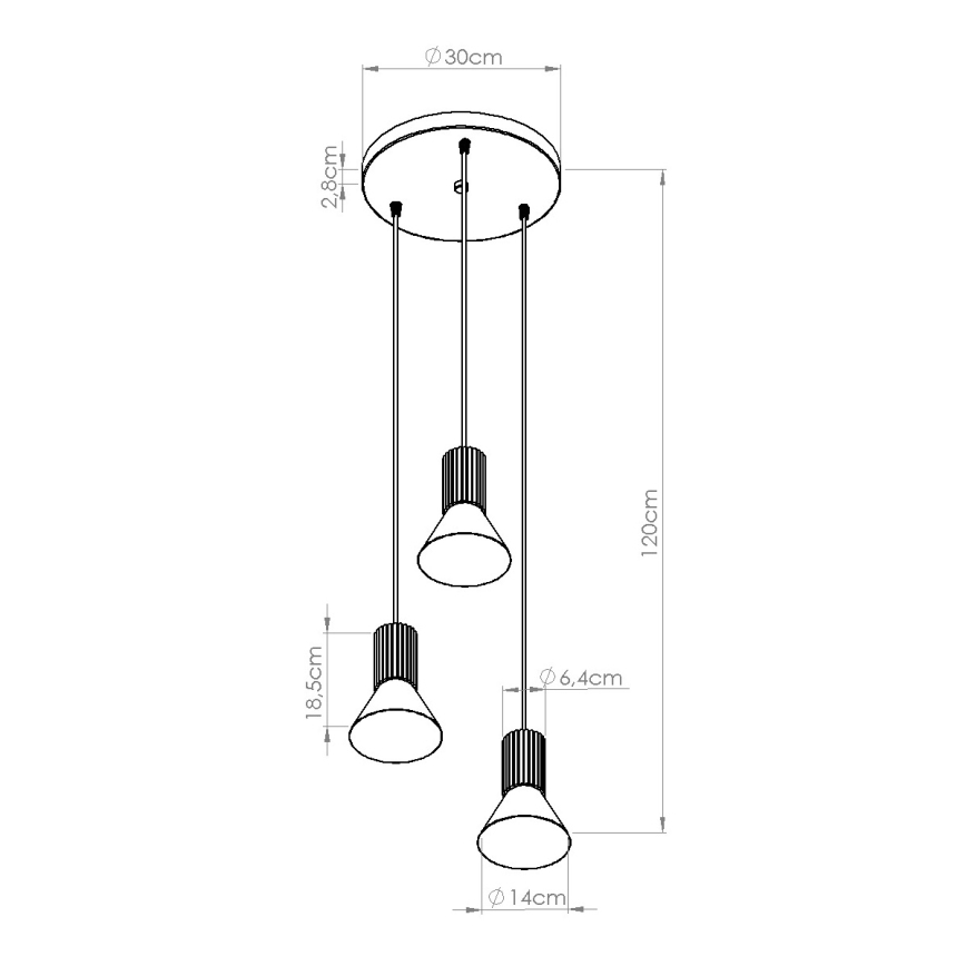 Suspension sur câble ESTRIA 3xE14/10W/230V Ø 30 cm bleu