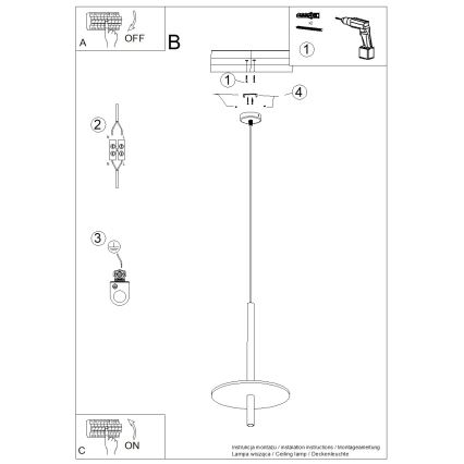 Suspension FELTRO sur câble 1xG9/8W/230V noir/bleu