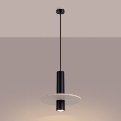 Hanglamp aan snoer PELTA 1xGU10/10W/230V zwart/crème