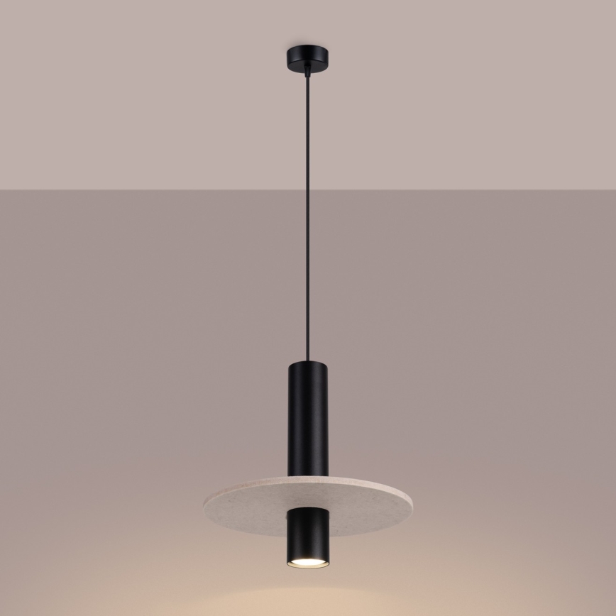Hanglamp aan snoer PELTA 1xGU10/10W/230V zwart/crème