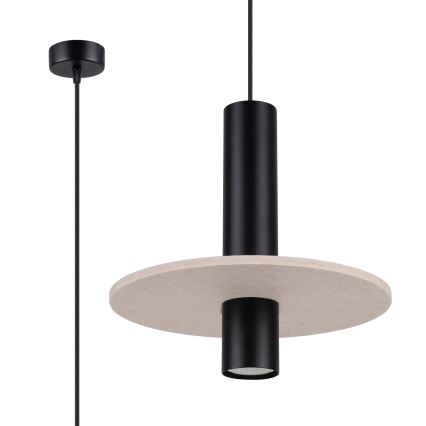 Hanglamp aan snoer PELTA 1xGU10/10W/230V zwart/crème