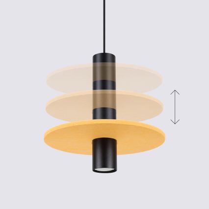 Suspension sur cordon PELTA 1xGU10/10W/230V noir/jaune