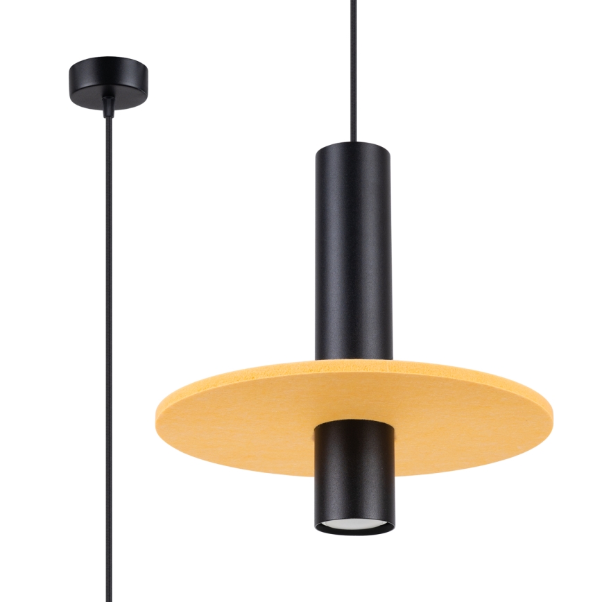 Suspension sur cordon PELTA 1xGU10/10W/230V noir/jaune